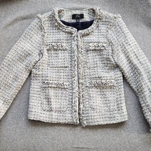 J. Crew Women's Textured Tweed Blazer - Gray and Cream
